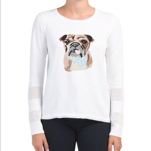 NWT Lisa Todd Cotton Bulldog sweater size Medium